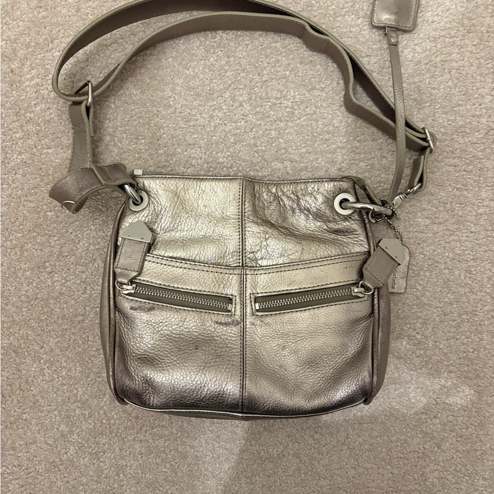 Leather Metallic Silver Women's Bag